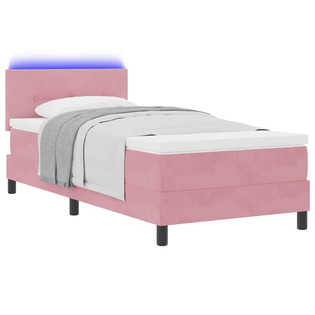 Box spring seng med hovedgærde Lyserød 80 x 200 cm Fløjl