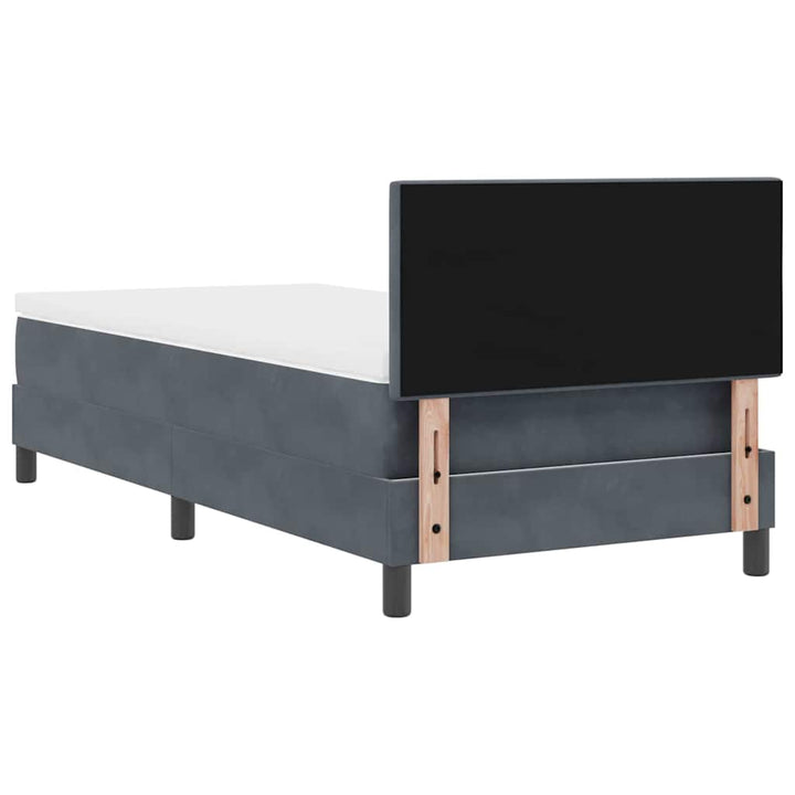 Box spring seng med hovedgærde Mørkegrå 90 x 190 cm Fløjl