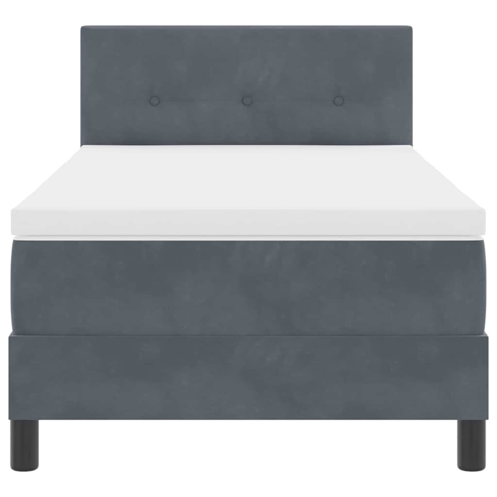 Box spring seng med hovedgærde Mørkegrå 90 x 190 cm Fløjl