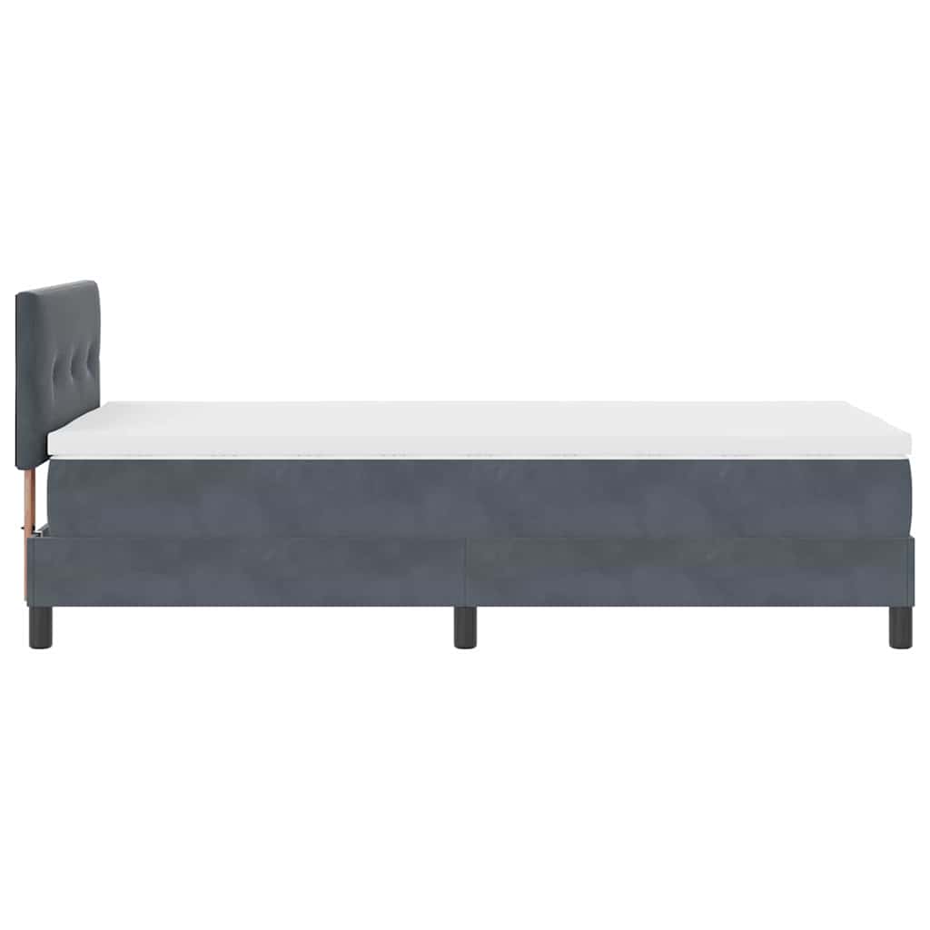 Box spring seng med hovedgærde Mørkegrå 90 x 190 cm Fløjl