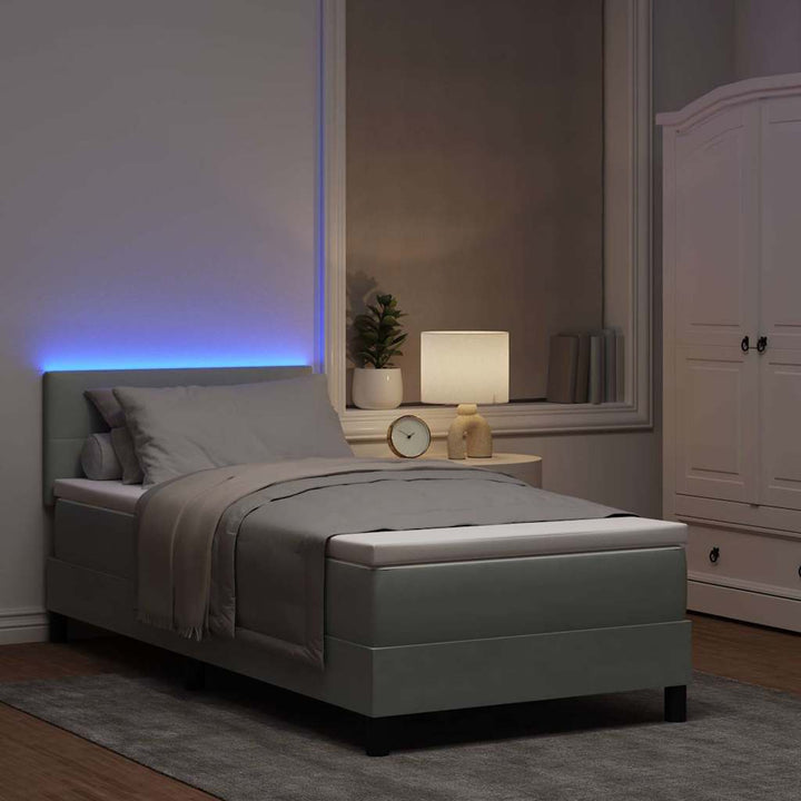 Box spring seng med hovedgærde Lysegrå 90 x 200 cm Fløjl