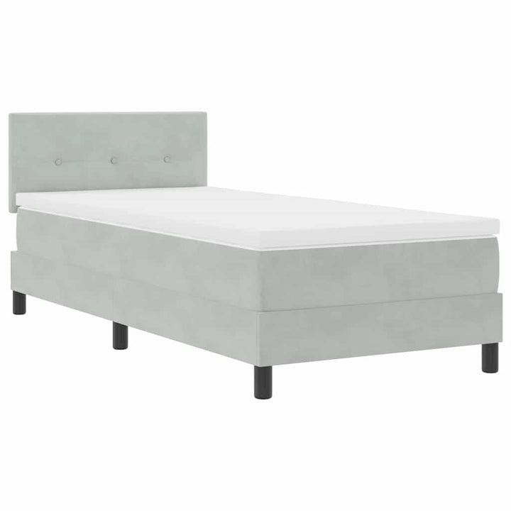 Box spring seng med hovedgærde Lysegrå 90 x 200 cm Fløjl