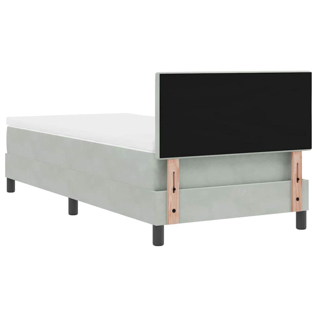 Box spring seng med hovedgærde Lysegrå 90 x 200 cm Fløjl