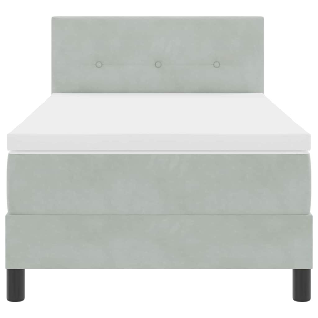 Box spring seng med hovedgærde Lysegrå 90 x 200 cm Fløjl