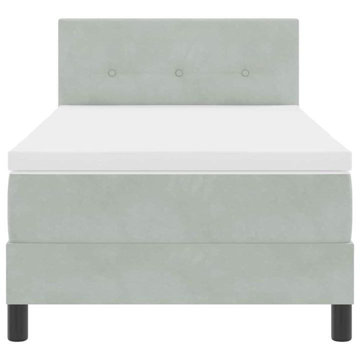 Box spring seng med hovedgærde Lysegrå 90 x 200 cm Fløjl