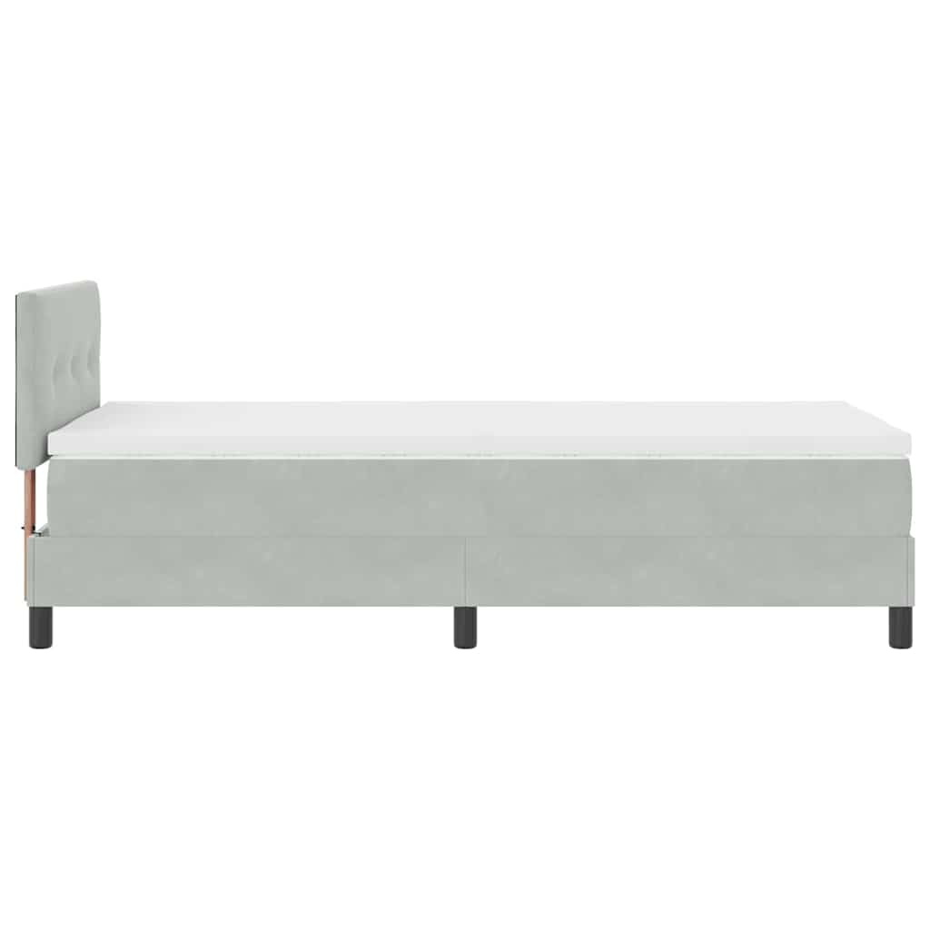Box spring seng med hovedgærde Lysegrå 90 x 200 cm Fløjl