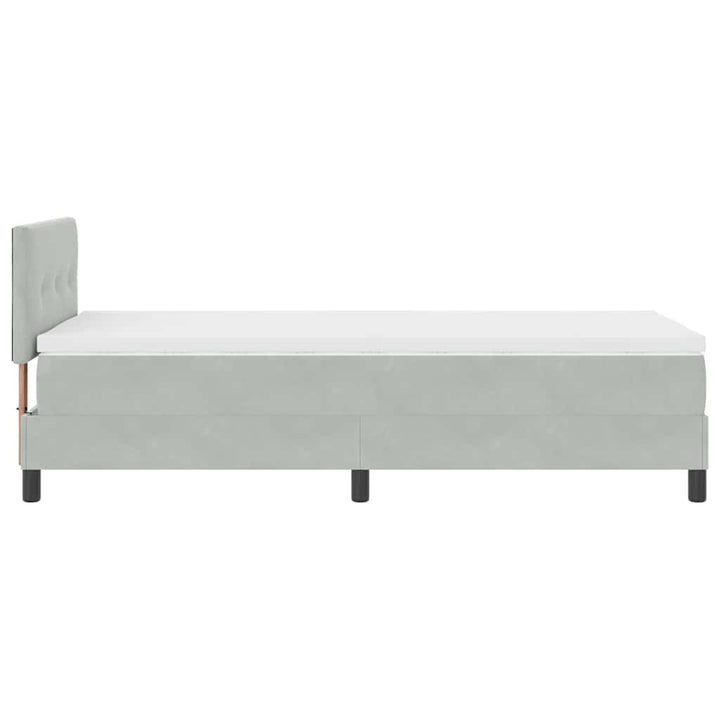 Box spring seng med hovedgærde Lysegrå 90 x 200 cm Fløjl