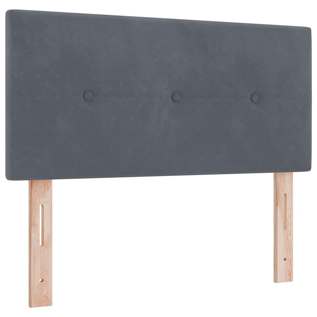 Box spring seng med hovedgærde Mørkegrå 90 x 200 cm Fløjl