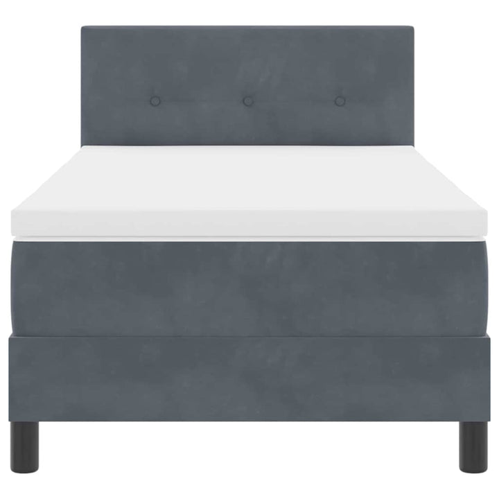 Box spring seng med hovedgærde Mørkegrå 90 x 200 cm Fløjl