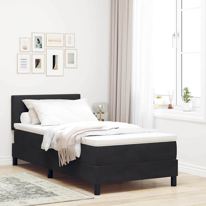 Box spring seng med hovedgærde Sort 100 x 200 cm Fløjl