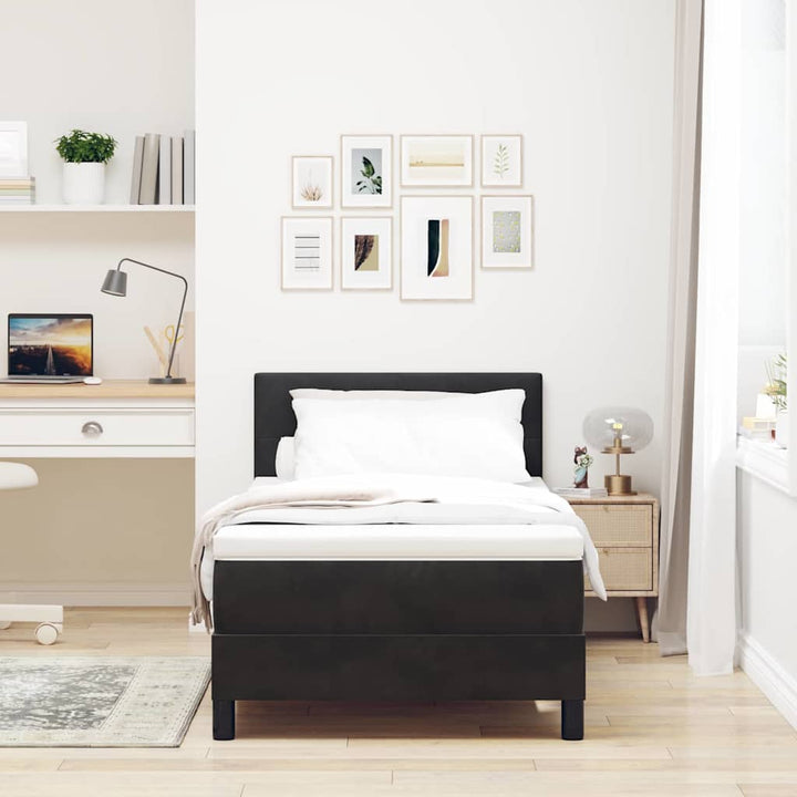 Box spring seng med hovedgærde Sort 100 x 200 cm Fløjl