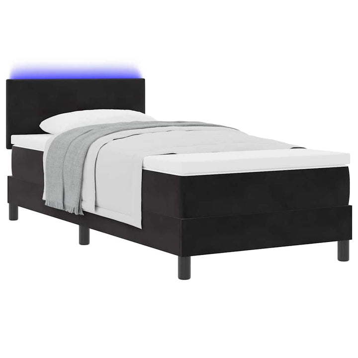 Box spring seng med hovedgærde Sort 100 x 200 cm Fløjl