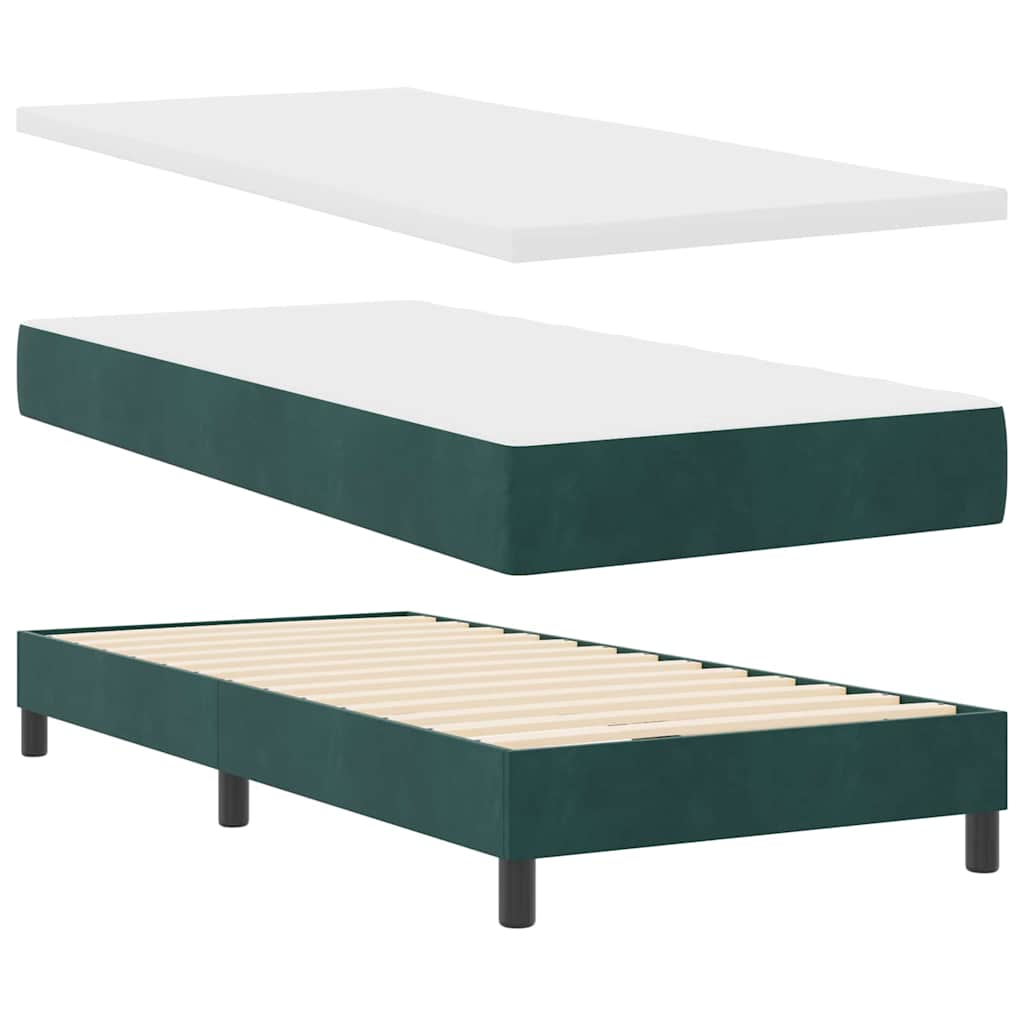 Box spring seng med hovedgærde Mørkegrøn 100 x 200 cm Fløjl