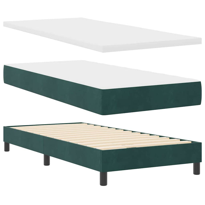 Box spring seng med hovedgærde Mørkegrøn 100 x 200 cm Fløjl