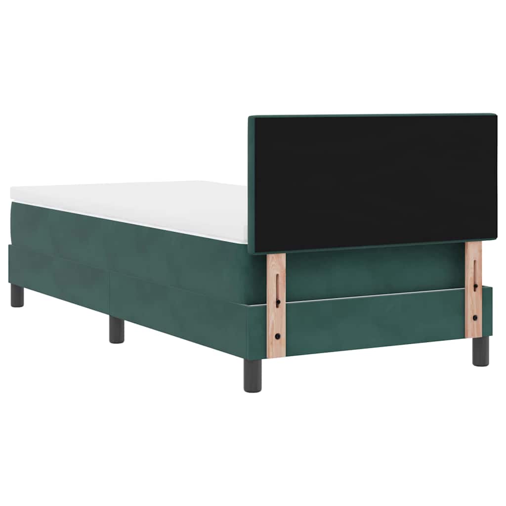 Box spring seng med hovedgærde Mørkegrøn 100 x 200 cm Fløjl