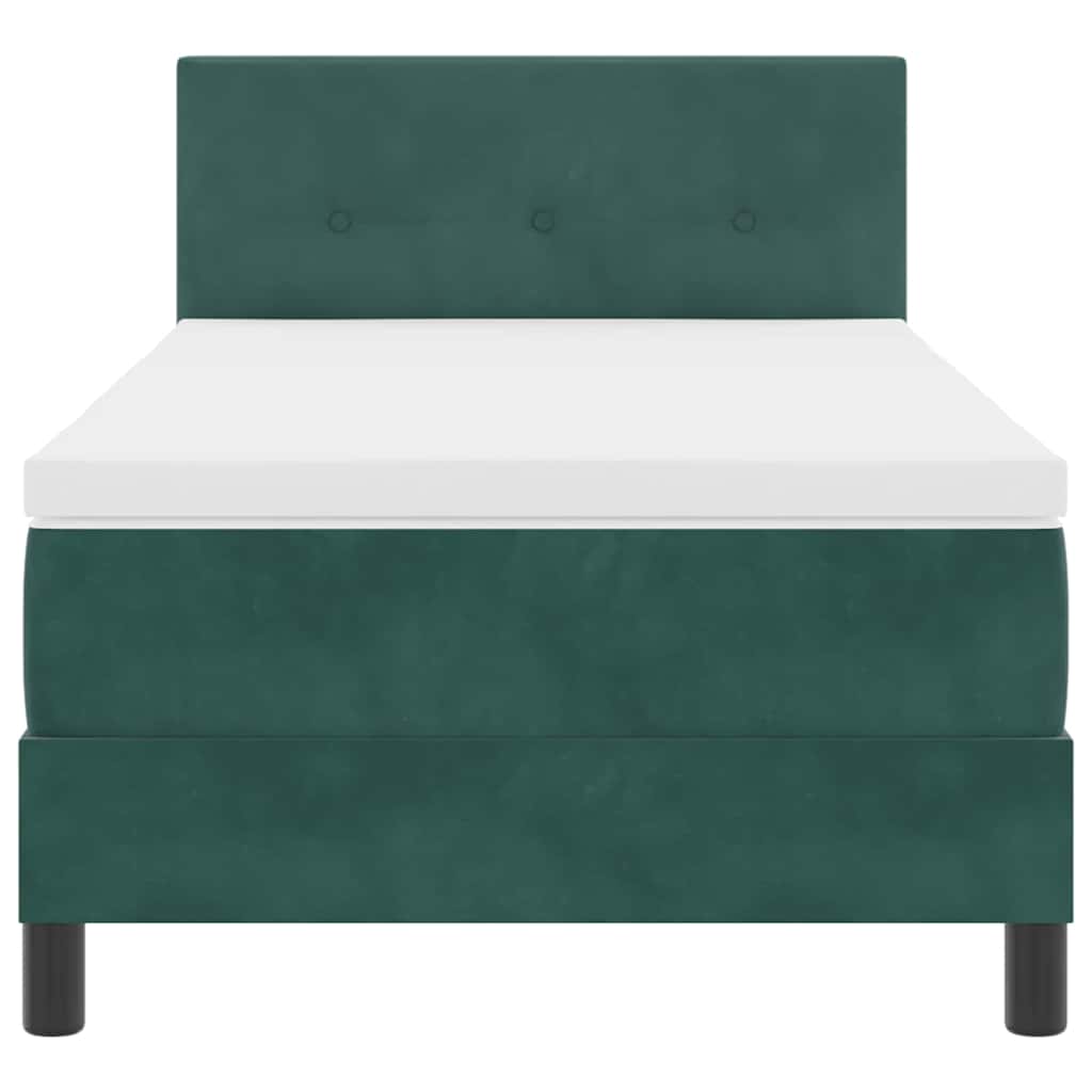 Box spring seng med hovedgærde Mørkegrøn 100 x 200 cm Fløjl