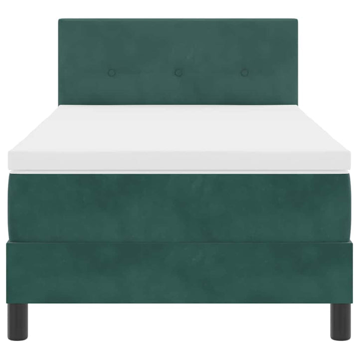 Box spring seng med hovedgærde Mørkegrøn 100 x 200 cm Fløjl