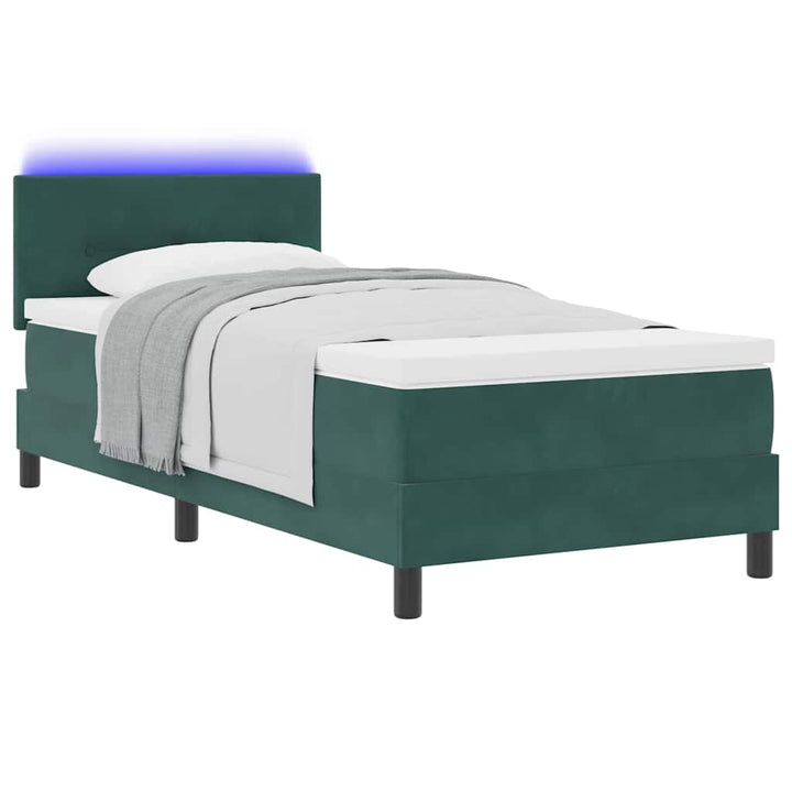 Box spring seng med hovedgærde Mørkegrøn 100 x 200 cm Fløjl