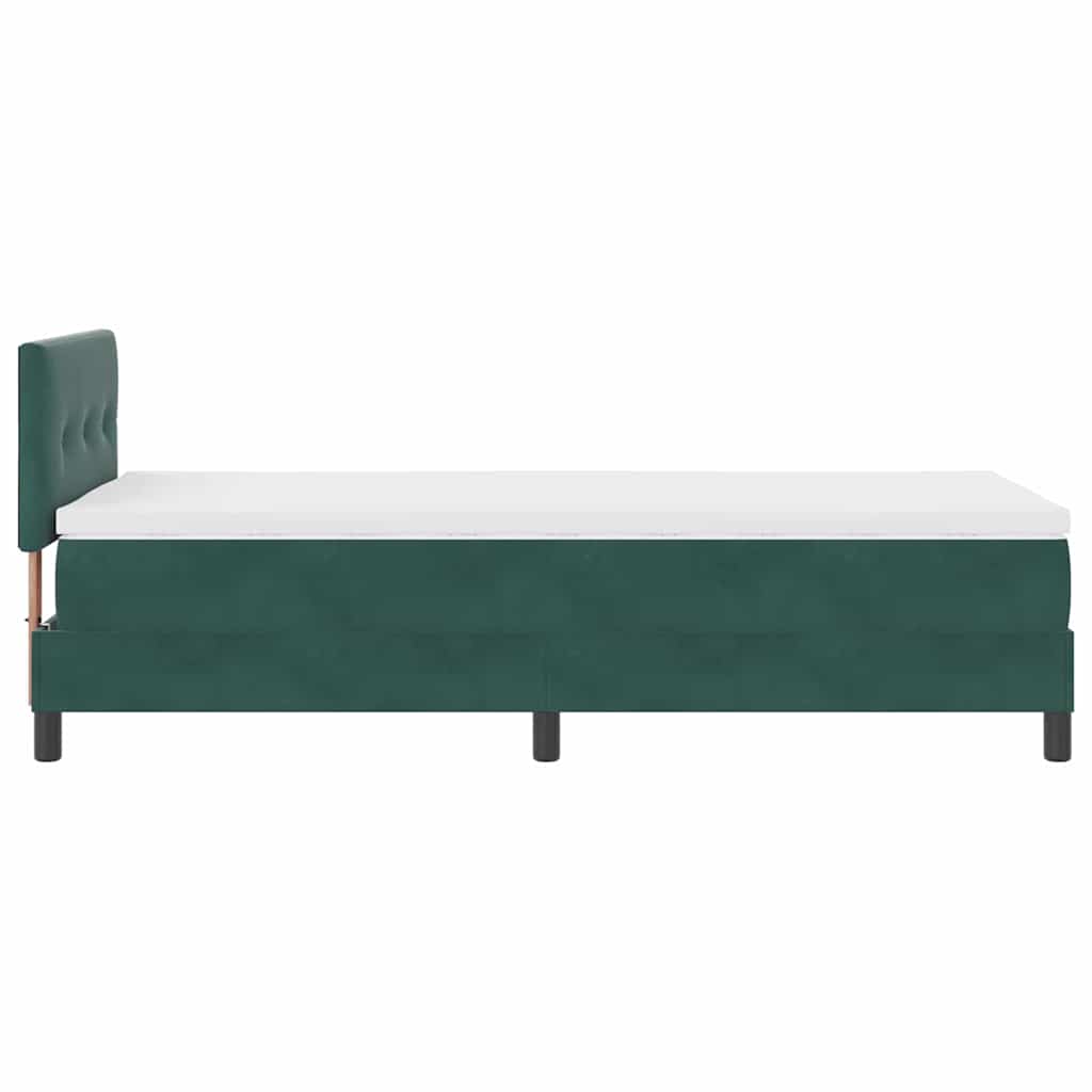 Box spring seng med hovedgærde Mørkegrøn 100 x 200 cm Fløjl