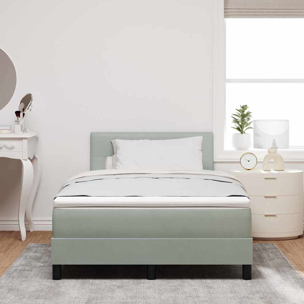 Box spring seng med hovedgærde Lysegrå 120 x 190 cm Fløjl