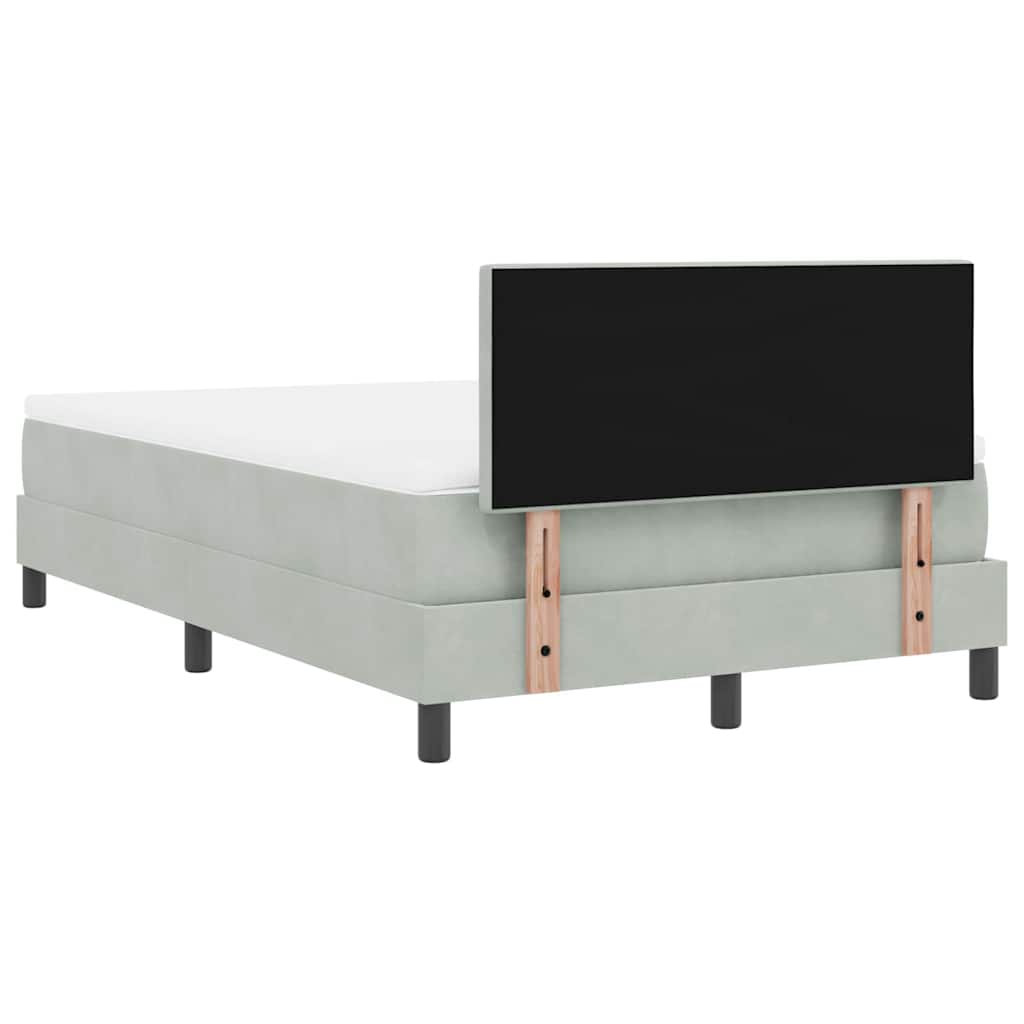 Box spring seng med hovedgærde Lysegrå 120 x 190 cm Fløjl