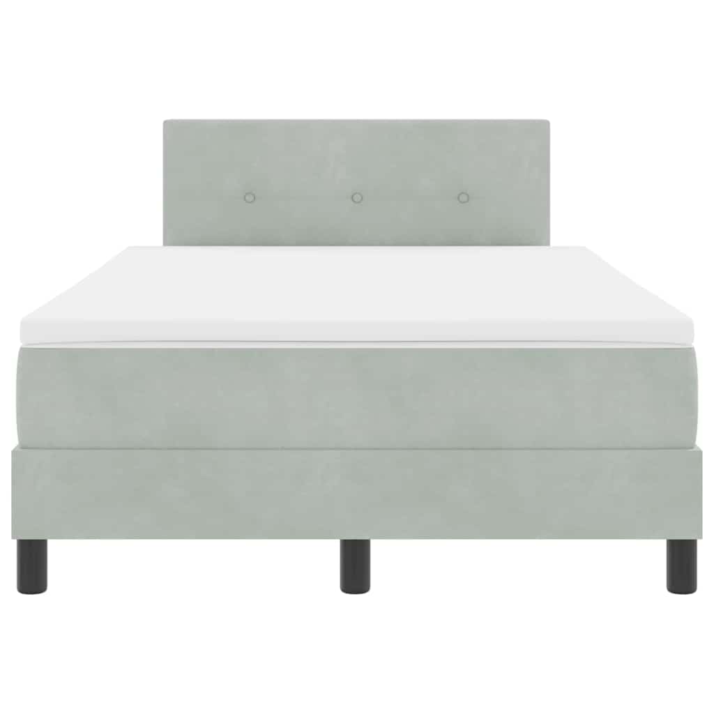 Box spring seng med hovedgærde Lysegrå 120 x 190 cm Fløjl