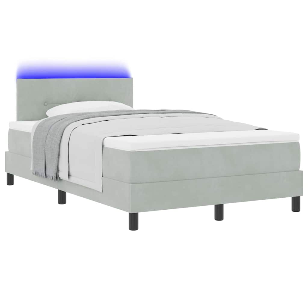 Box spring seng med hovedgærde Lysegrå 120 x 190 cm Fløjl