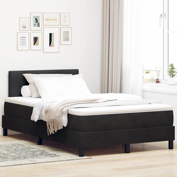 Box spring seng med hovedgærde Sort 120 x 190 cm Fløjl