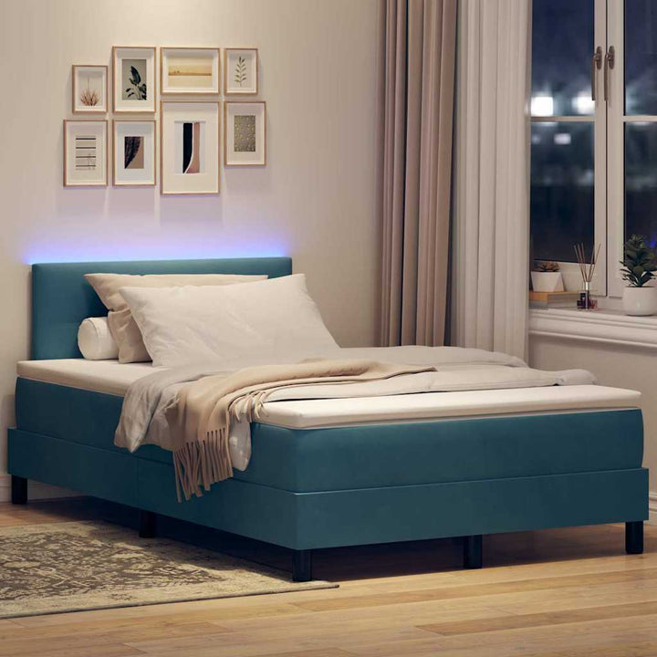 Box spring seng med hovedgærde Blå 120 x 190 cm Fløjl