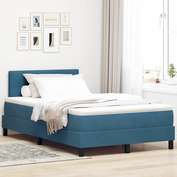 Box spring seng med hovedgærde Blå 120 x 190 cm Fløjl