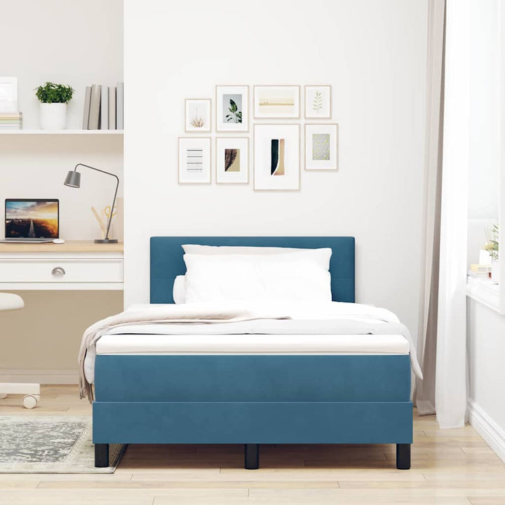 Box spring seng med hovedgærde Blå 120 x 190 cm Fløjl