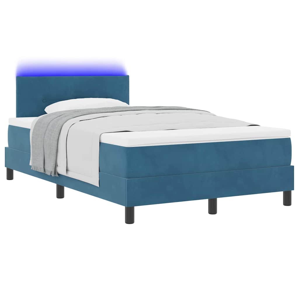 Box spring seng med hovedgærde Blå 120 x 190 cm Fløjl