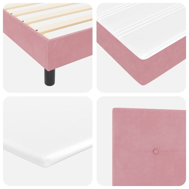Box spring seng med hovedgærde Lyserød 120 x 190 cm Fløjl