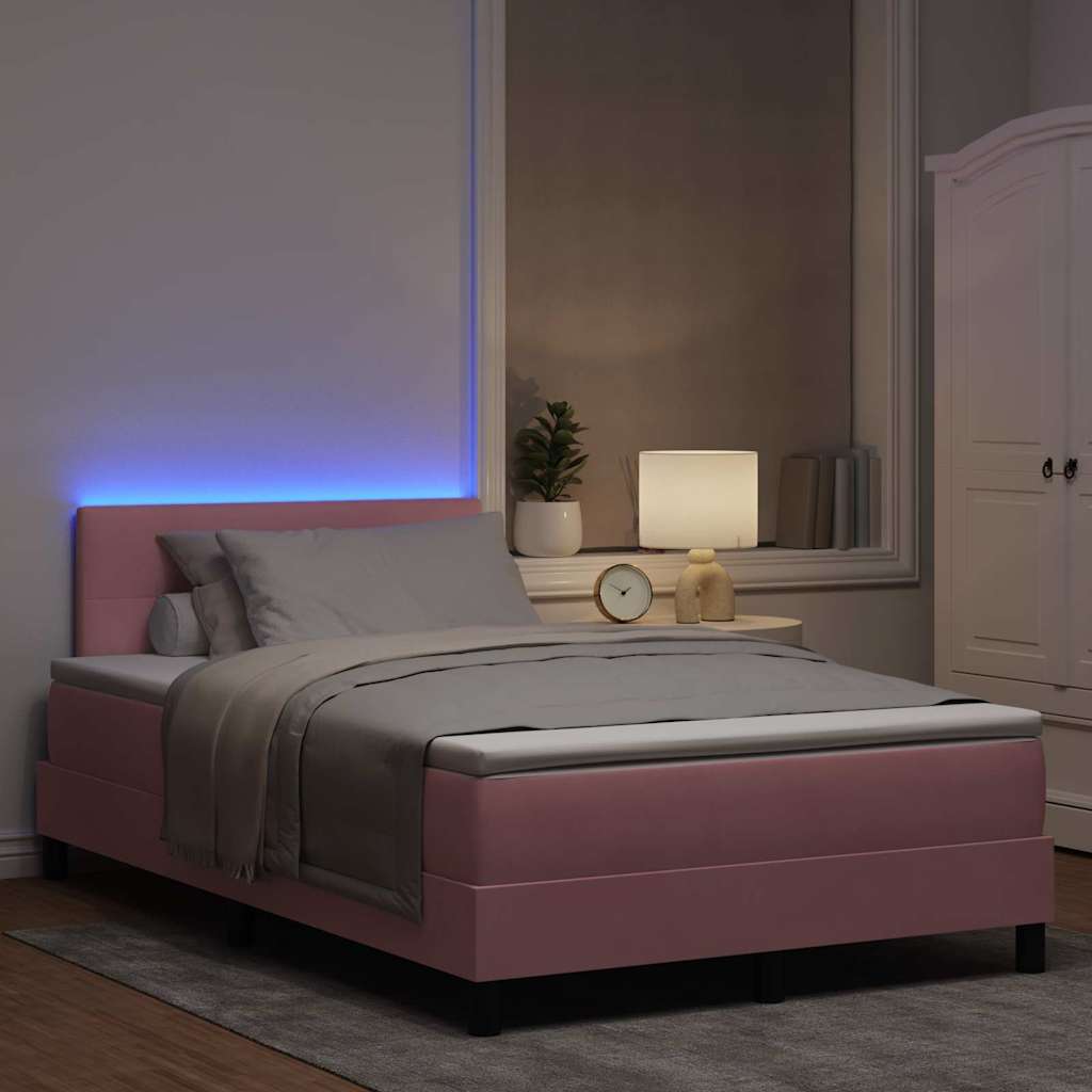Box spring seng med hovedgærde Lyserød 120 x 190 cm Fløjl