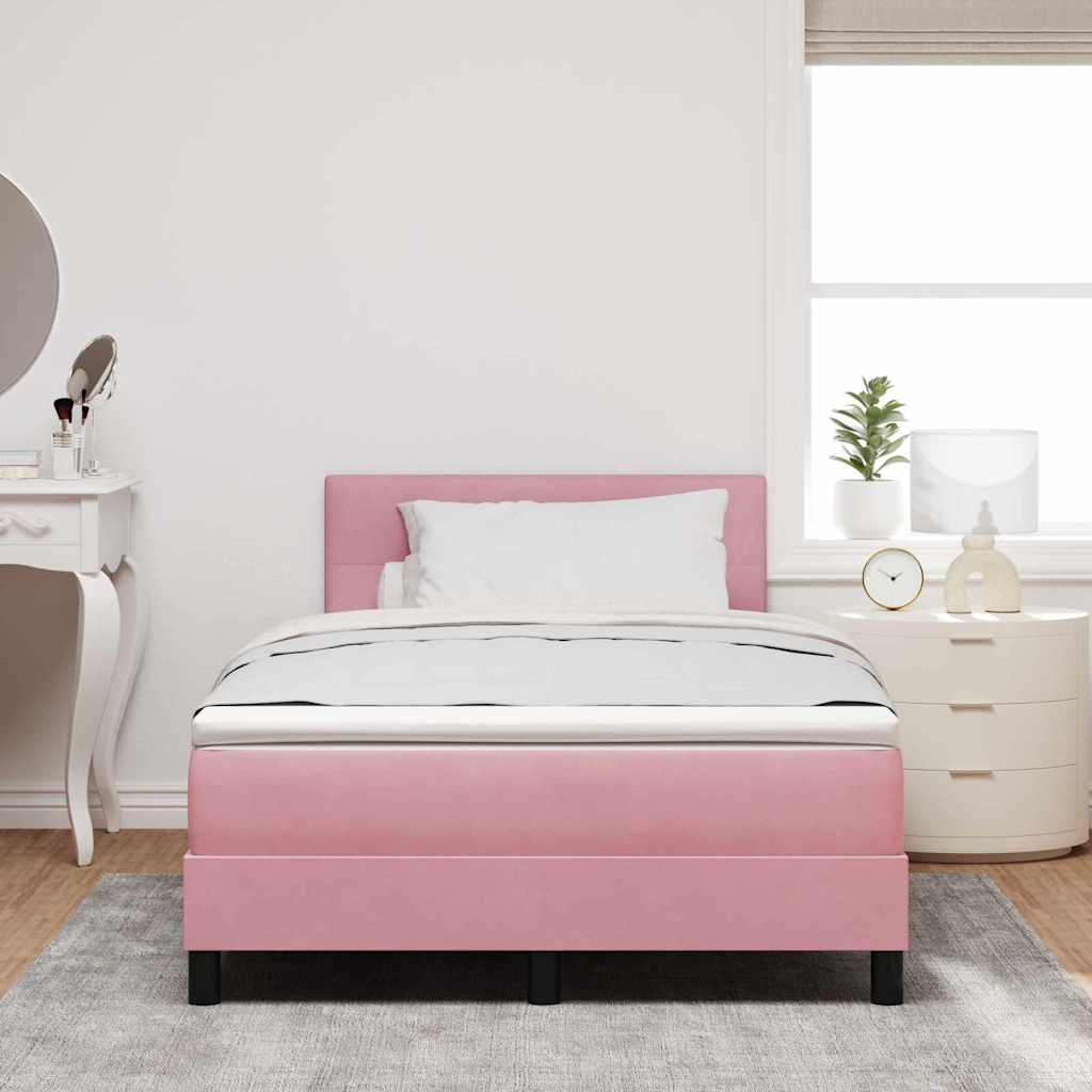Box spring seng med hovedgærde Lyserød 120 x 190 cm Fløjl
