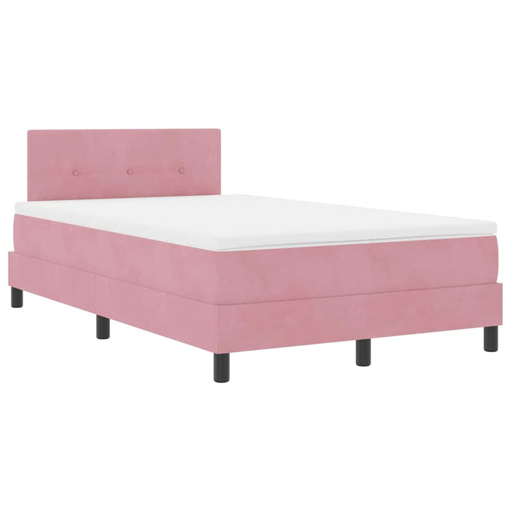 Box spring seng med hovedgærde Lyserød 120 x 190 cm Fløjl