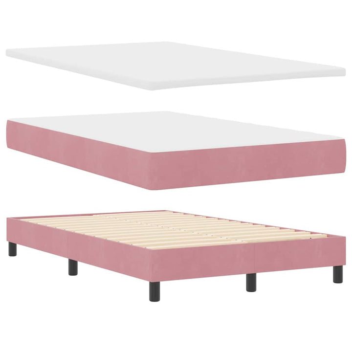 Box spring seng med hovedgærde Lyserød 120 x 190 cm Fløjl