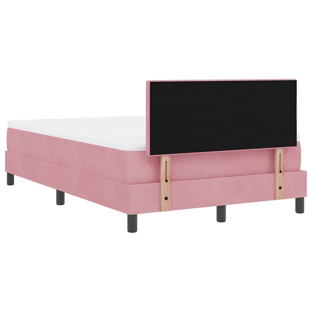 Box spring seng med hovedgærde Lyserød 120 x 190 cm Fløjl