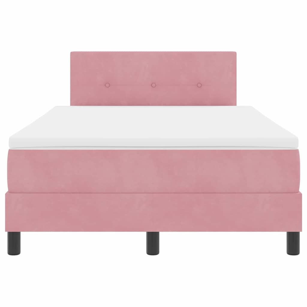 Box spring seng med hovedgærde Lyserød 120 x 190 cm Fløjl