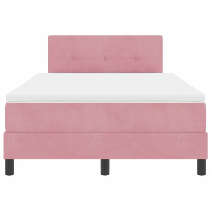 Box spring seng med hovedgærde Lyserød 120 x 190 cm Fløjl
