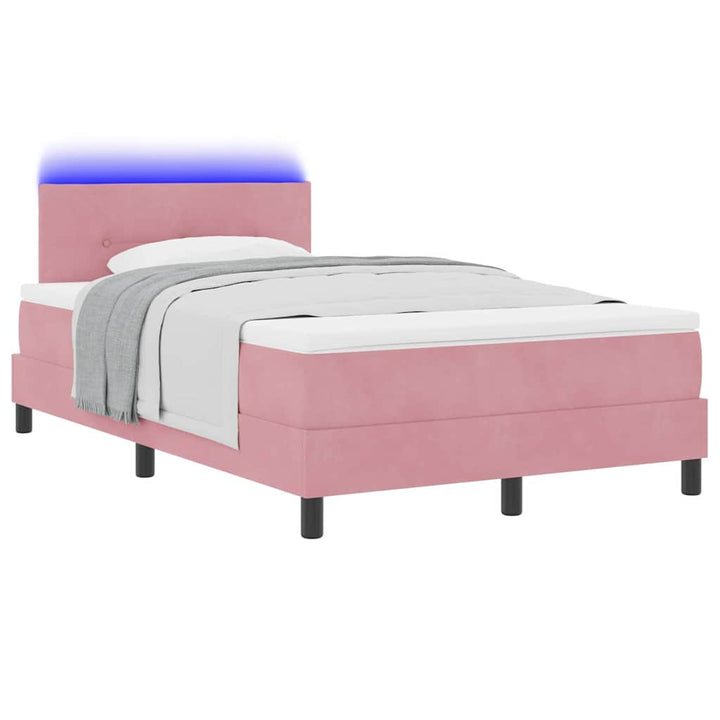 Box spring seng med hovedgærde Lyserød 120 x 190 cm Fløjl
