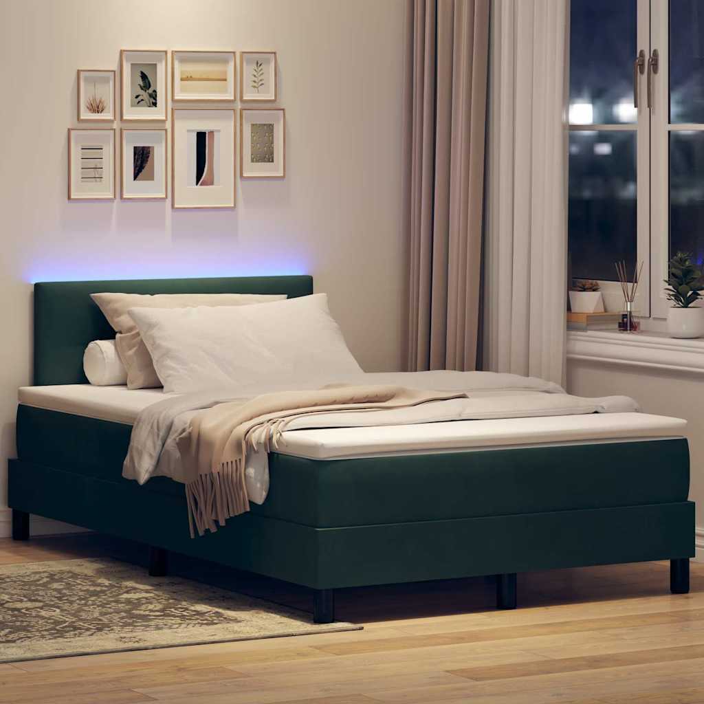 Box spring seng med hovedgærde Mørkegrøn 120 x 200 cm Fløjl