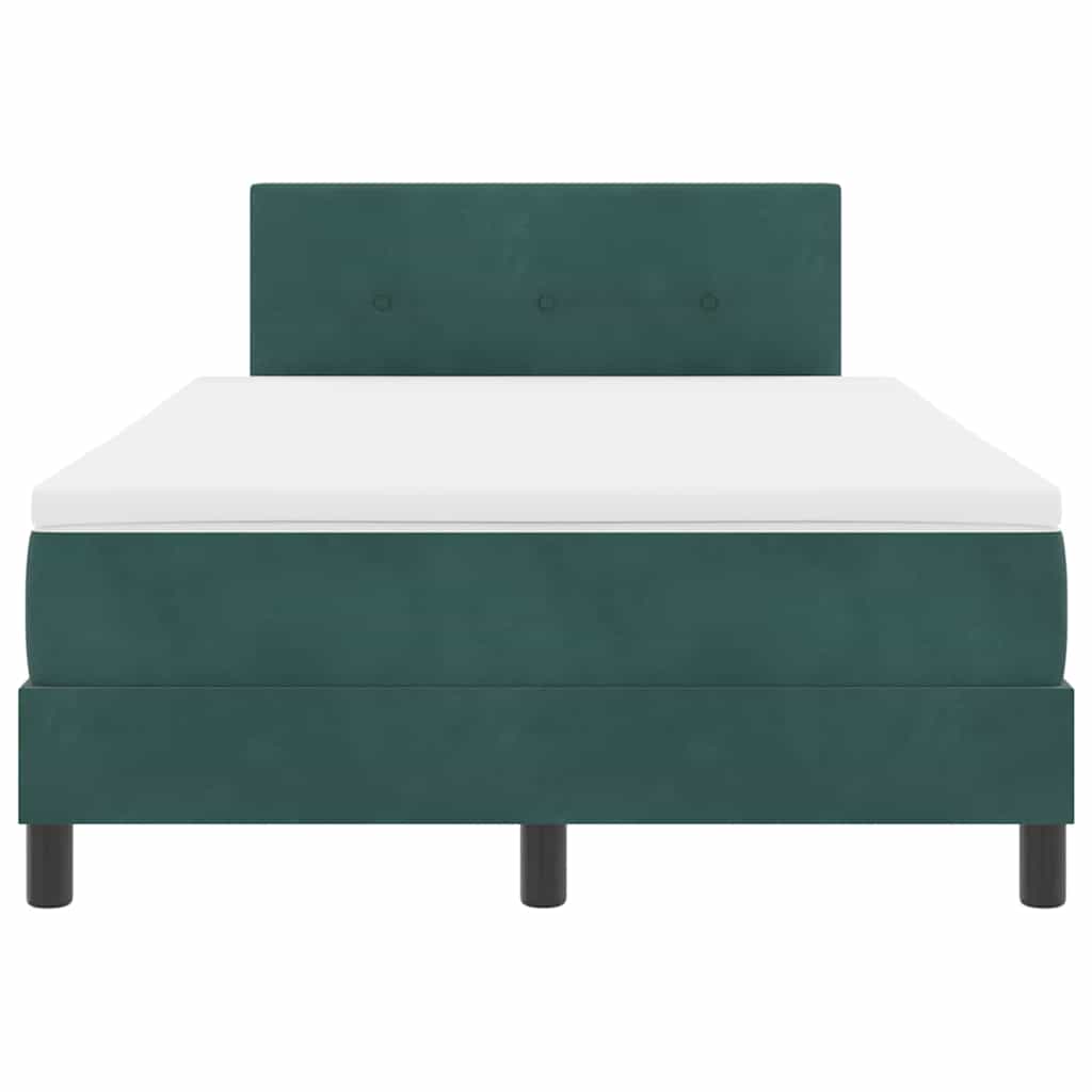 Box spring seng med hovedgærde Mørkegrøn 120 x 200 cm Fløjl