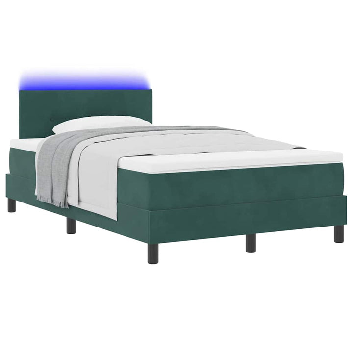 Box spring seng med hovedgærde Mørkegrøn 120 x 200 cm Fløjl