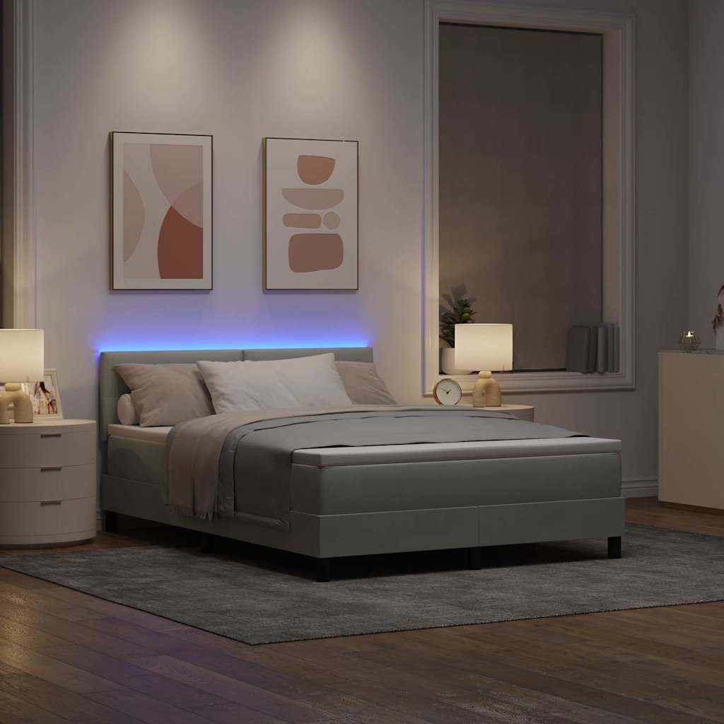 Box spring seng med hovedgærde Lysegrå 160 x 200 cm Fløjl