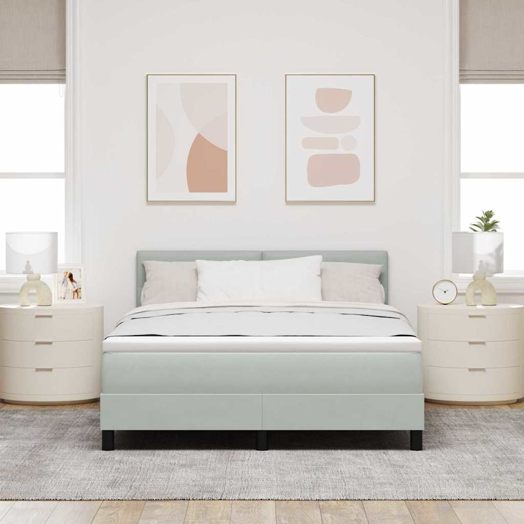 Box spring seng med hovedgærde Lysegrå 160 x 200 cm Fløjl
