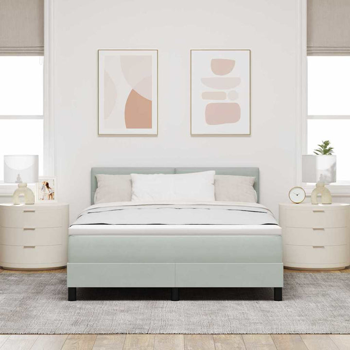Box spring seng med hovedgærde Lysegrå 160 x 200 cm Fløjl