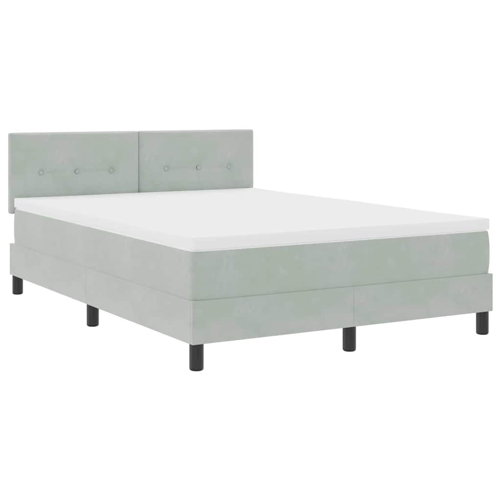 Box spring seng med hovedgærde Lysegrå 160 x 200 cm Fløjl