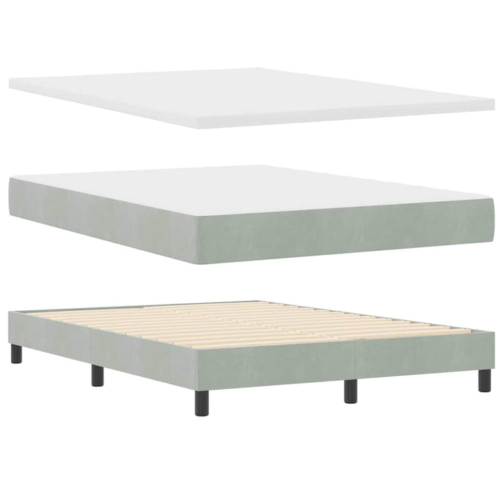 Box spring seng med hovedgærde Lysegrå 160 x 200 cm Fløjl