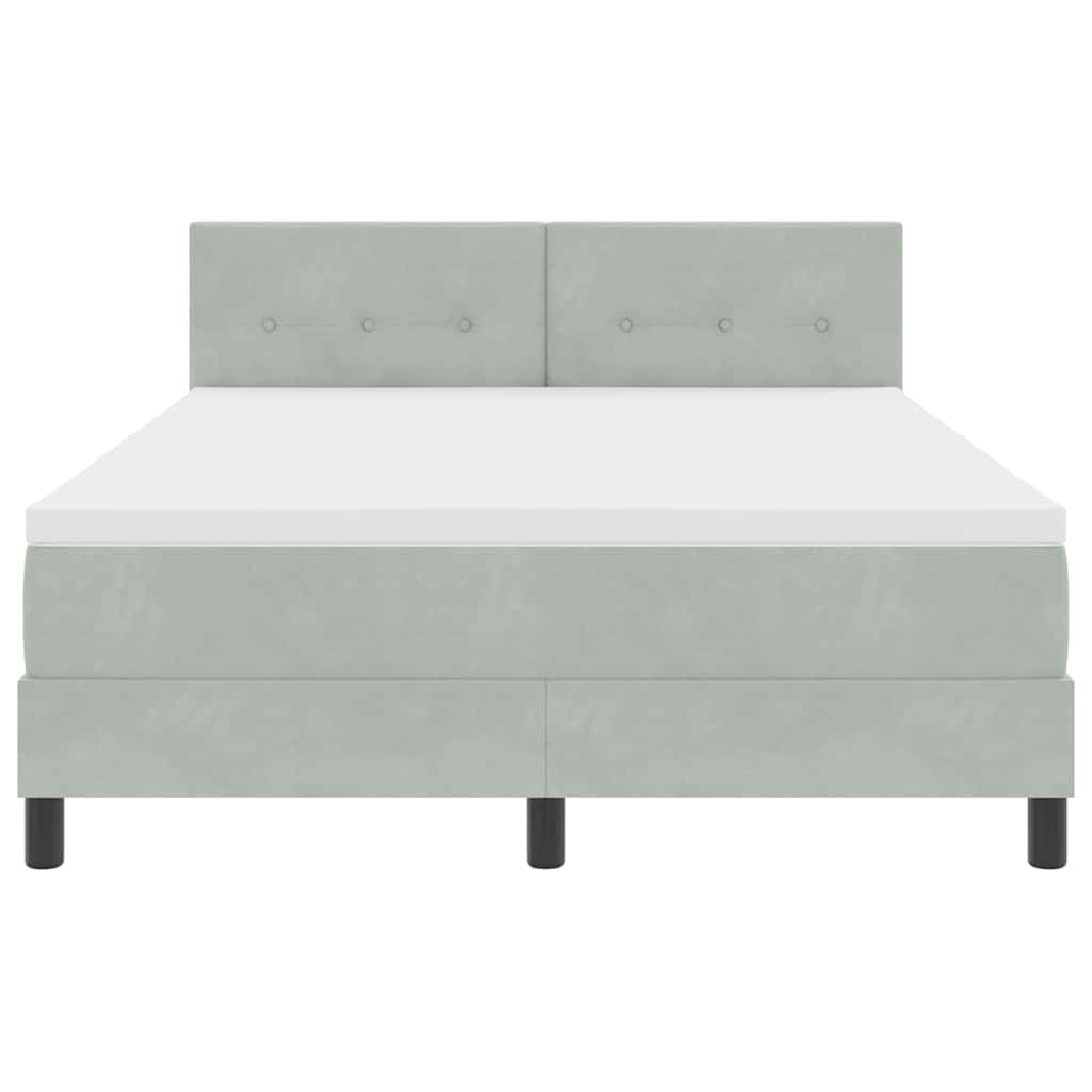 Box spring seng med hovedgærde Lysegrå 160 x 200 cm Fløjl